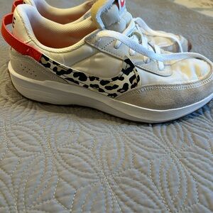 Nike Leopard Print, White and Orange Sneakers